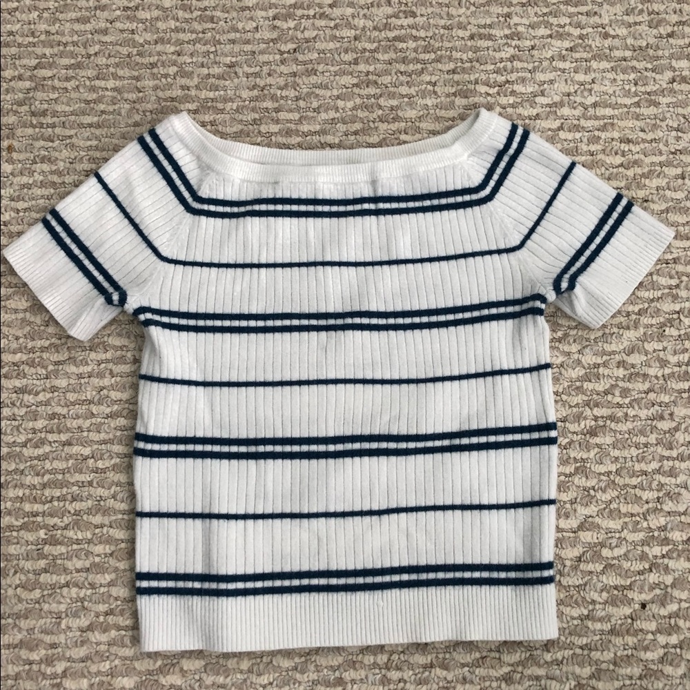 Pacsun striped ribbed off shoulder crop top